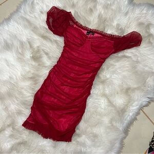 New Windsor red ruched dress size small